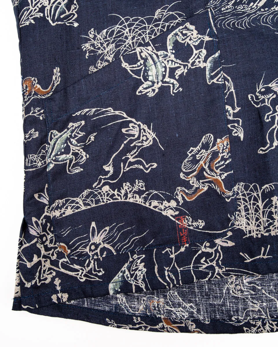 “Playing Animal” Full Open Surgeon Shirt - Moonlight Blue