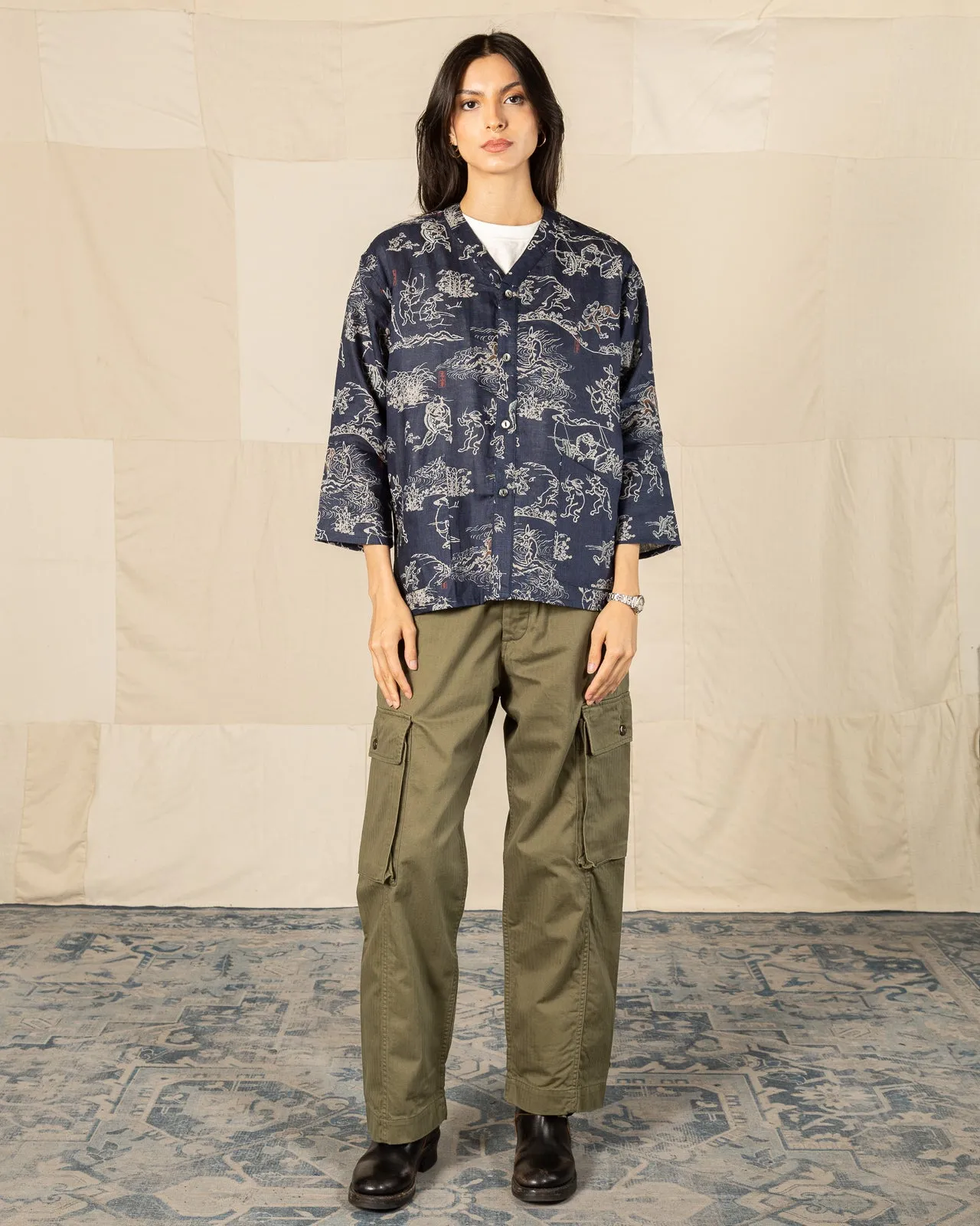 “Playing Animal” Full Open Surgeon Shirt - Moonlight Blue