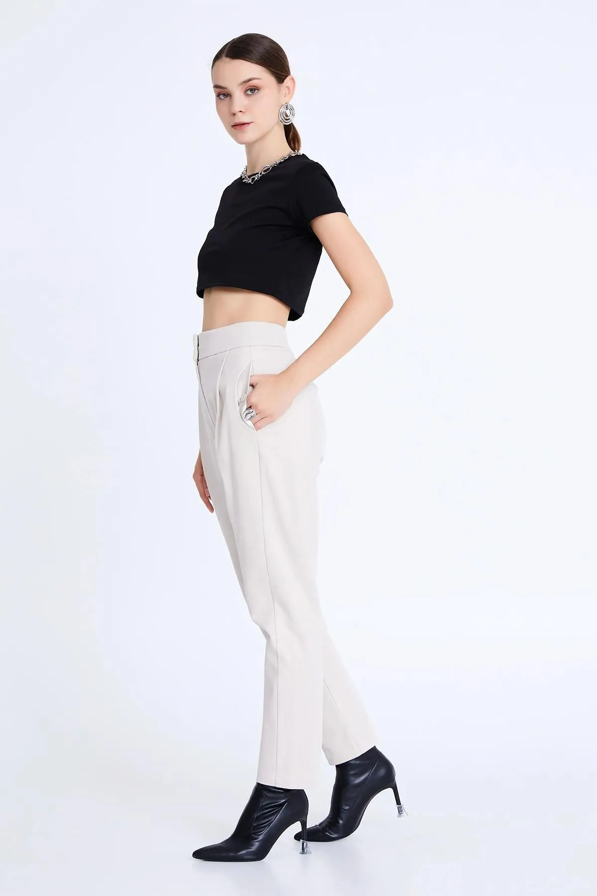 Pleated Classic Trousers Ivory
