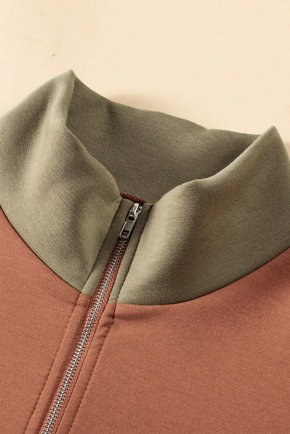 Plus Size Seam Quarter Zip Sweatshirt