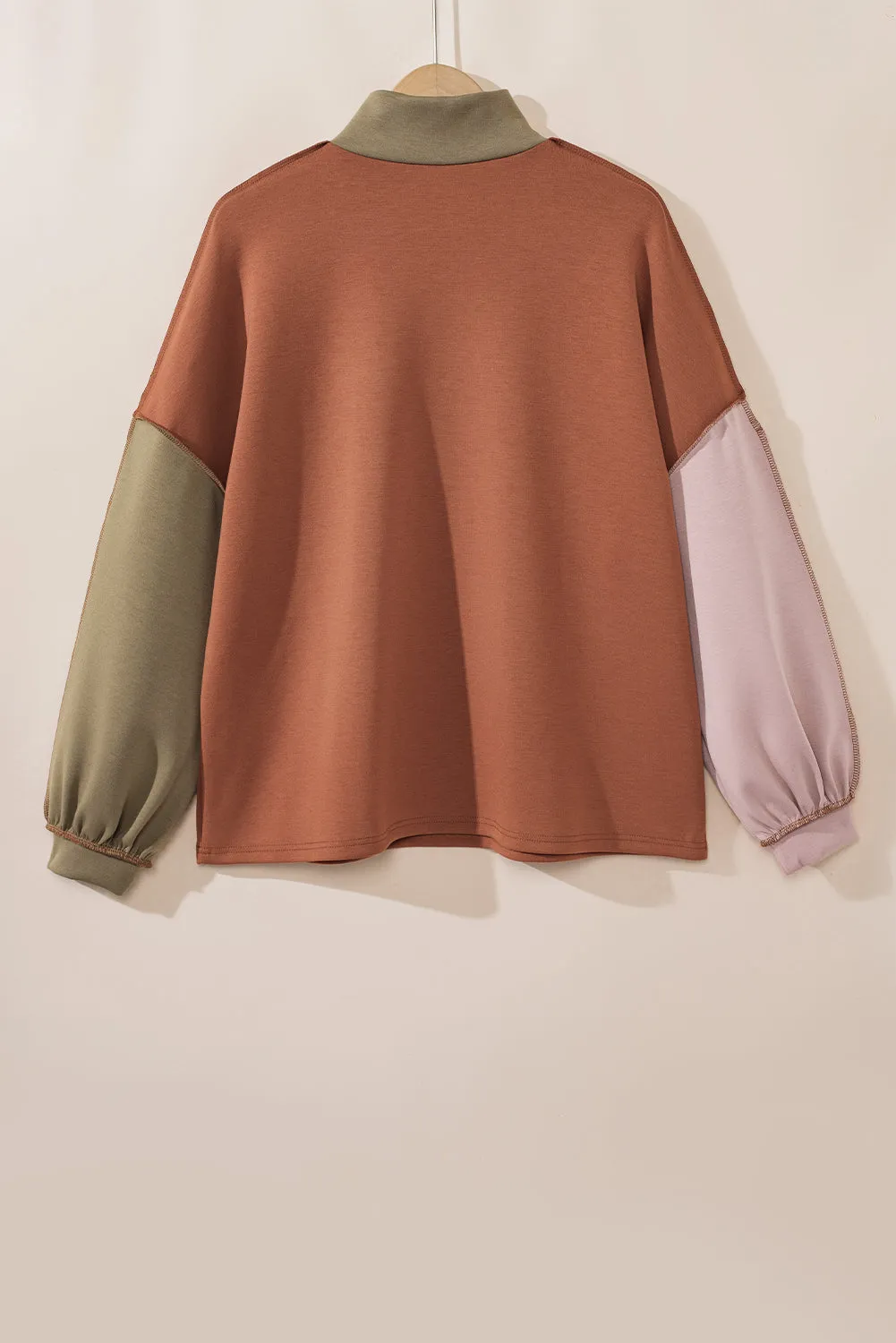 Plus Size Seam Quarter Zip Sweatshirt