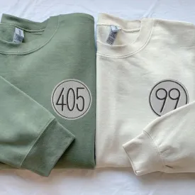 "405 & 99 Badge" Matching Sweatshirts – Personalized Embroidered Sweatshirts For Couples