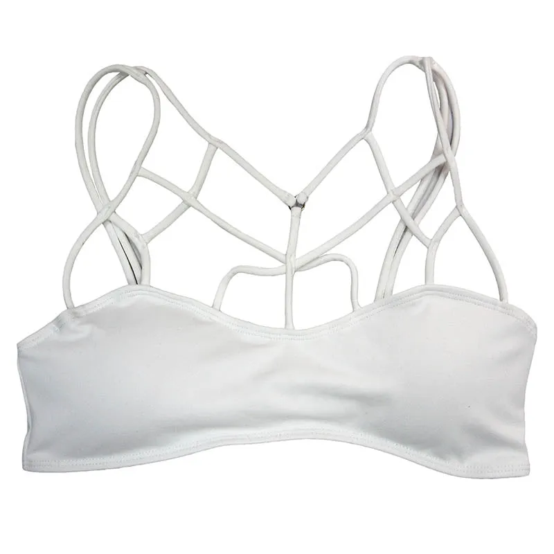 Sexy Strappy Front Bra #White #Sports Bra