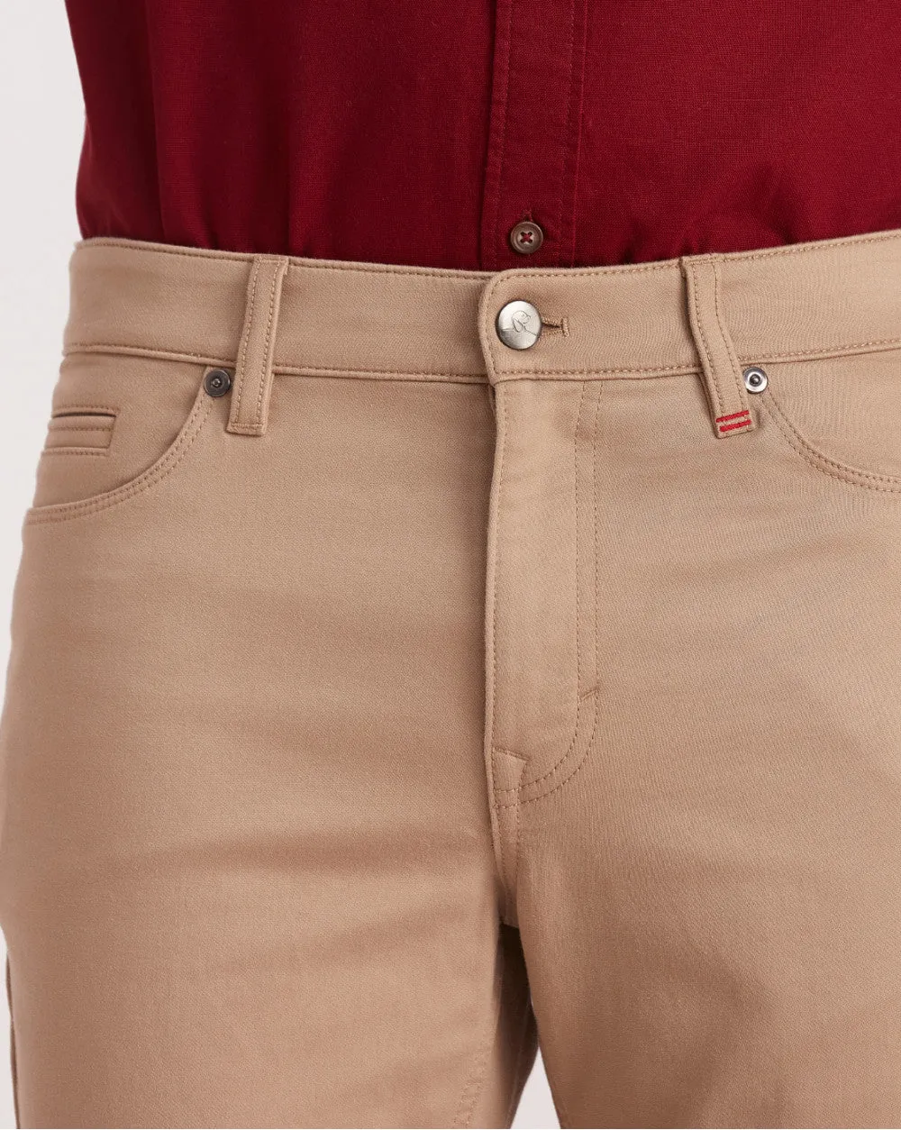 Slim Fit Five-Pocket Urban Pants - Khaki