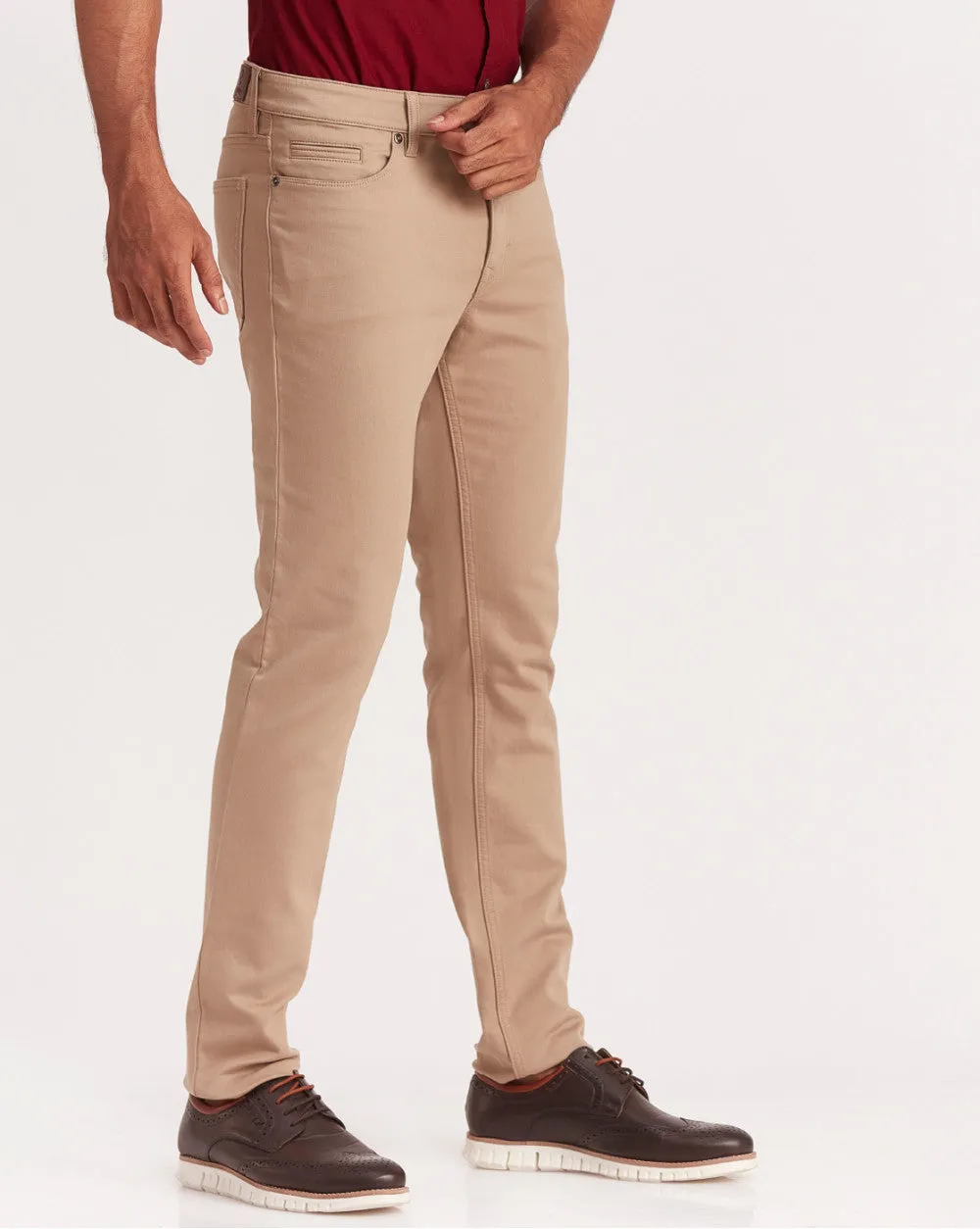 Slim Fit Five-Pocket Urban Pants - Khaki