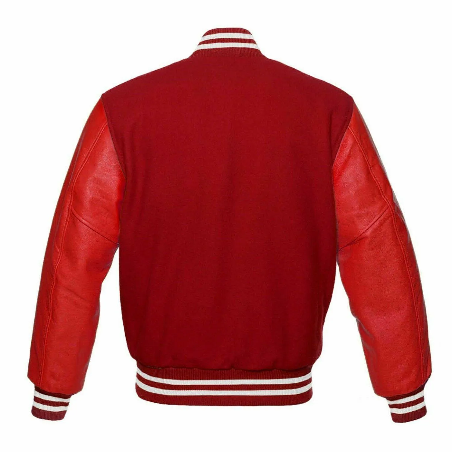 Spine Spark Maroon Wool Varsity Jacket Red Leather Sleeves