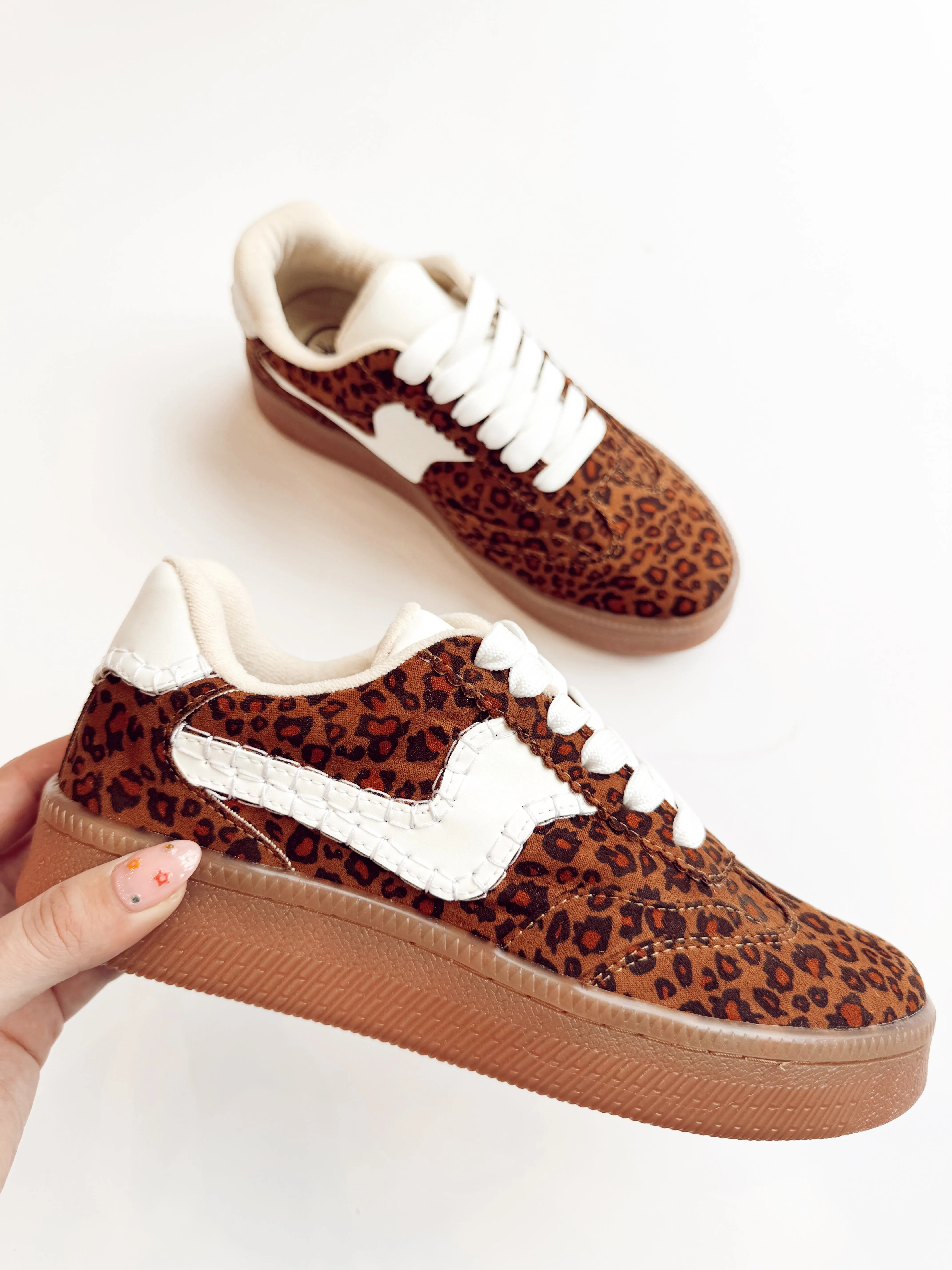 the Elaine tan leopard sneaker