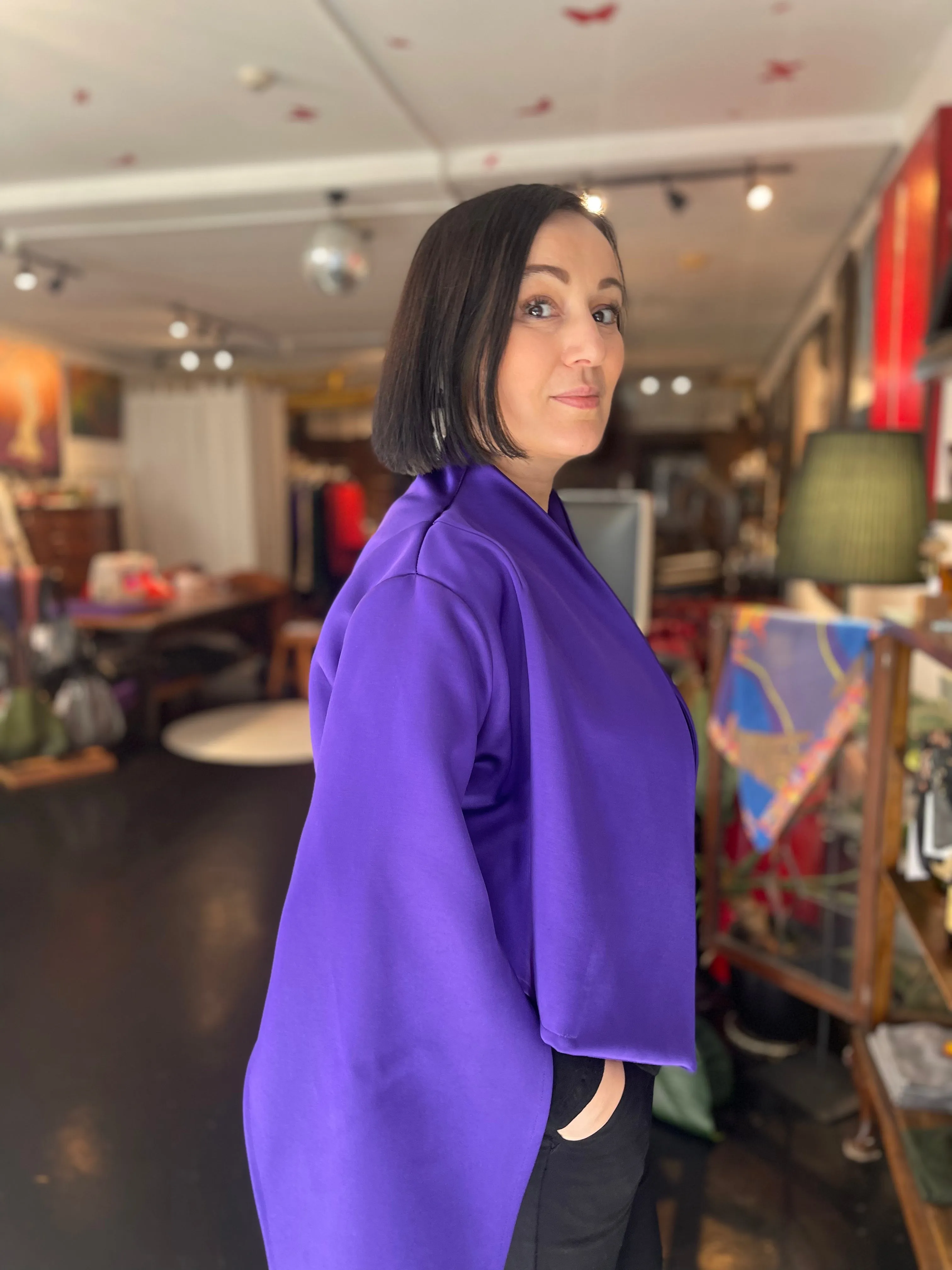 This jacket in purple by Natalija Rushidi