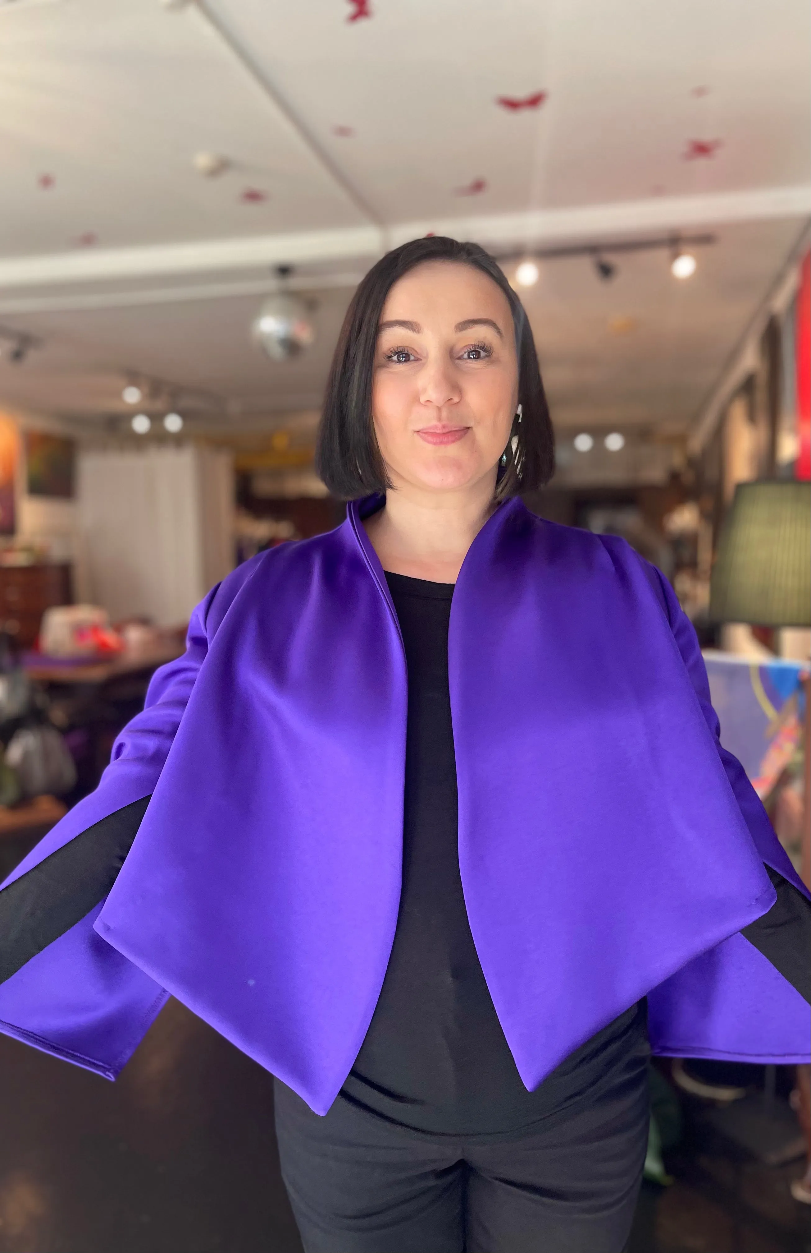 This jacket in purple by Natalija Rushidi