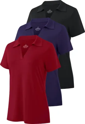 Ullnoy Women's Dry-fit Golf Polo Shirts Short Sleeve Shirts for Women V Neck Moisture Wicking Sports Tops Collar 1-3 Pack