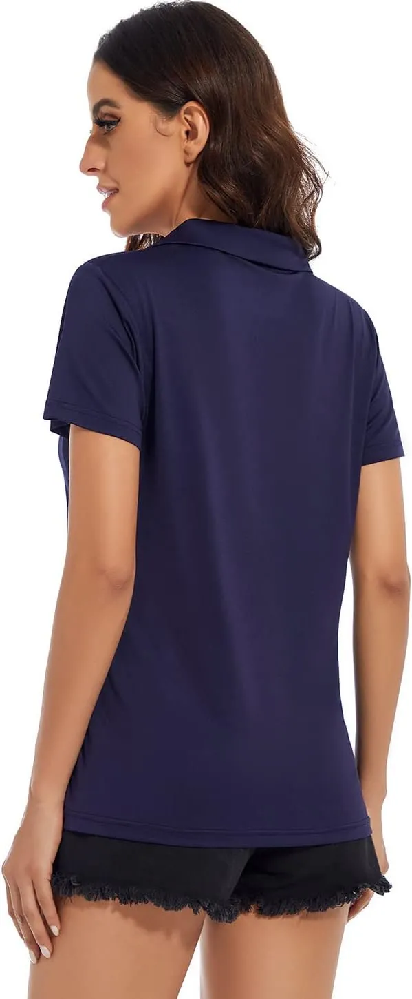 Ullnoy Women's Dry-fit Golf Polo Shirts Short Sleeve Shirts for Women V Neck Moisture Wicking Sports Tops Collar 1-3 Pack