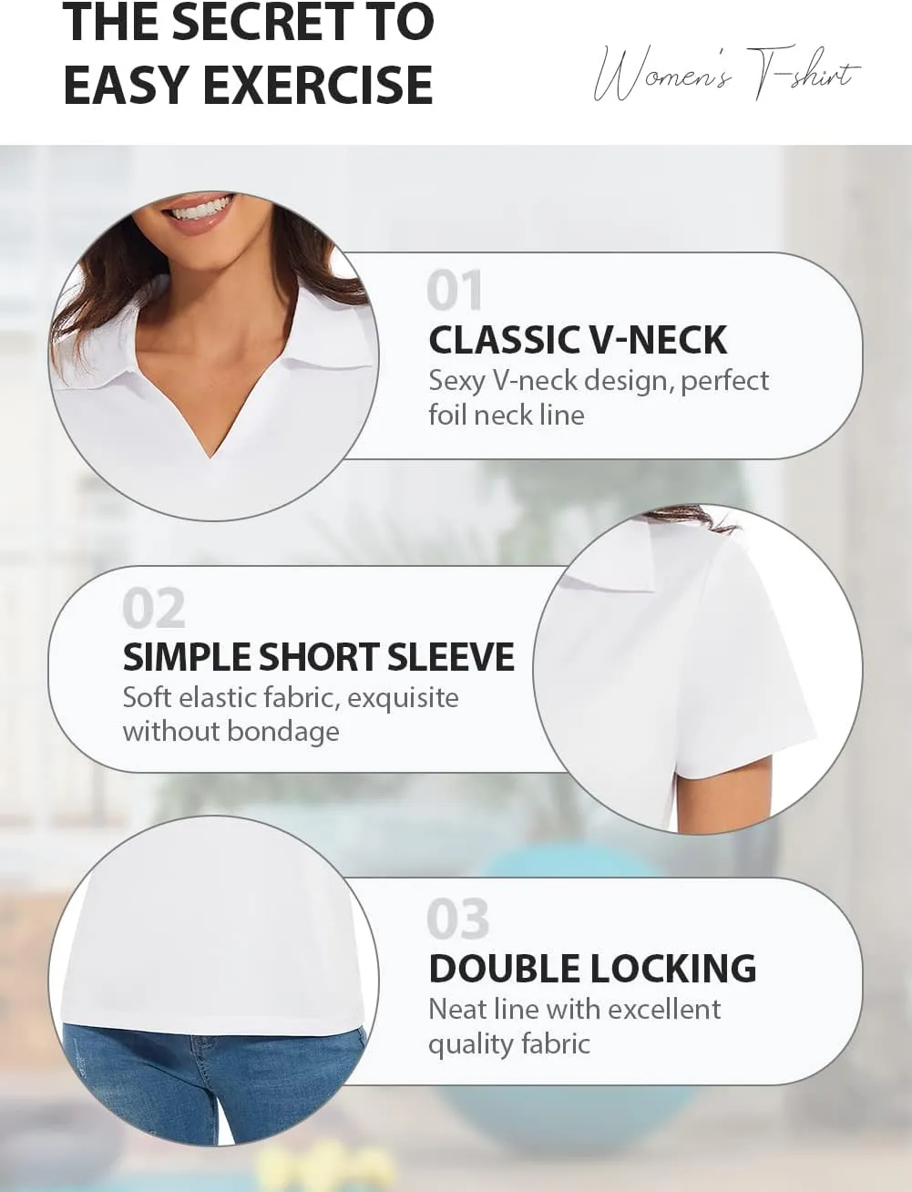 Ullnoy Women's Dry-fit Golf Polo Shirts Short Sleeve Shirts for Women V Neck Moisture Wicking Sports Tops Collar 1-3 Pack