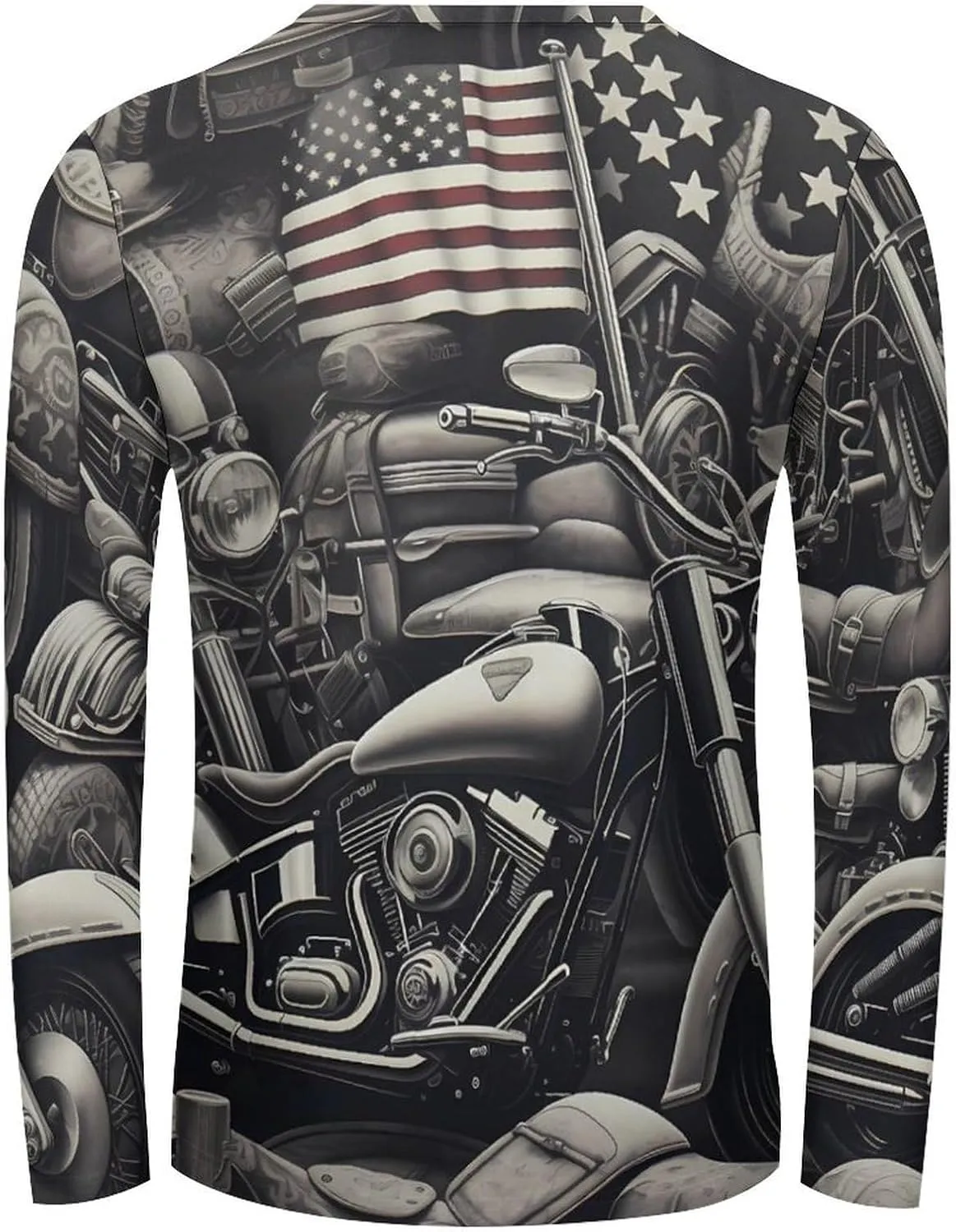 Vintage Motorcycles Men's Essentials Long-Sleeve T-Shirt Lightweight Round Neck Casual T-shirt Sports Top