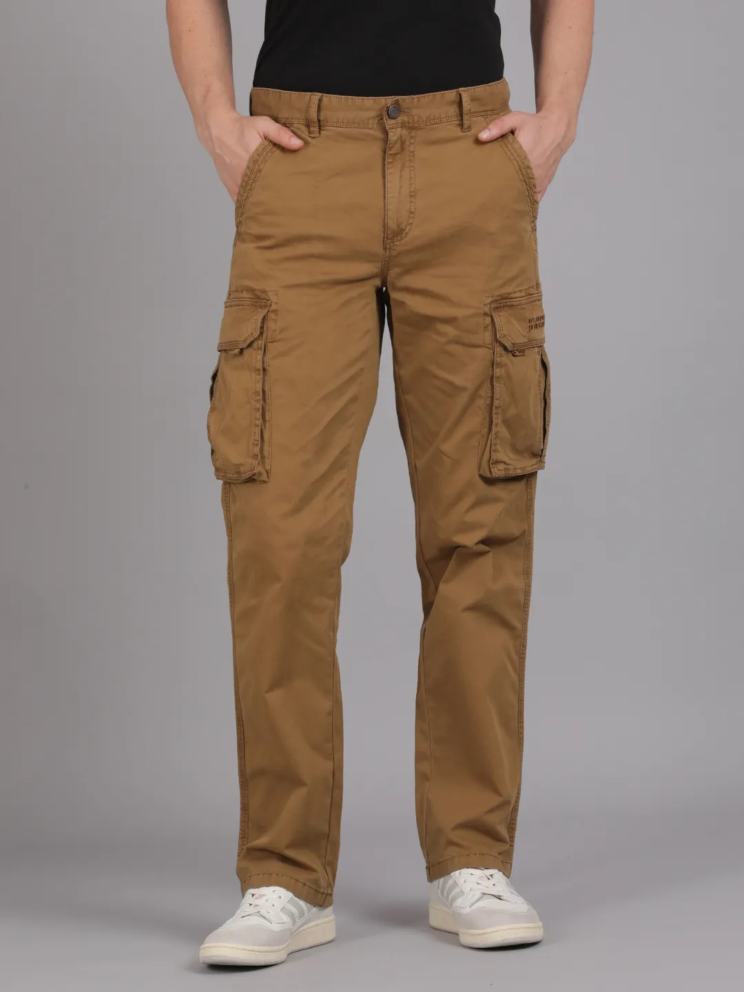 Whiskey Solid Overdyed Cargo Pants