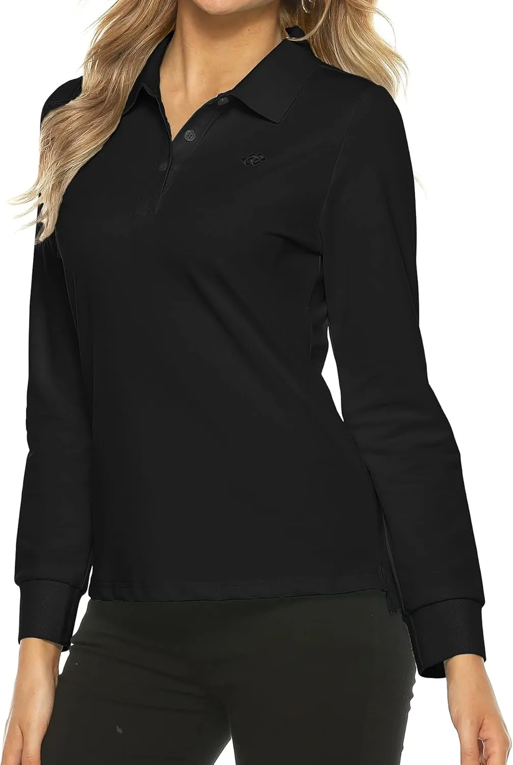Women's Long Sleeve Golf Polo Shirts Lightweight Quick Dry Moisture Wicking Athletic Tennis Sports Tops 3-Button