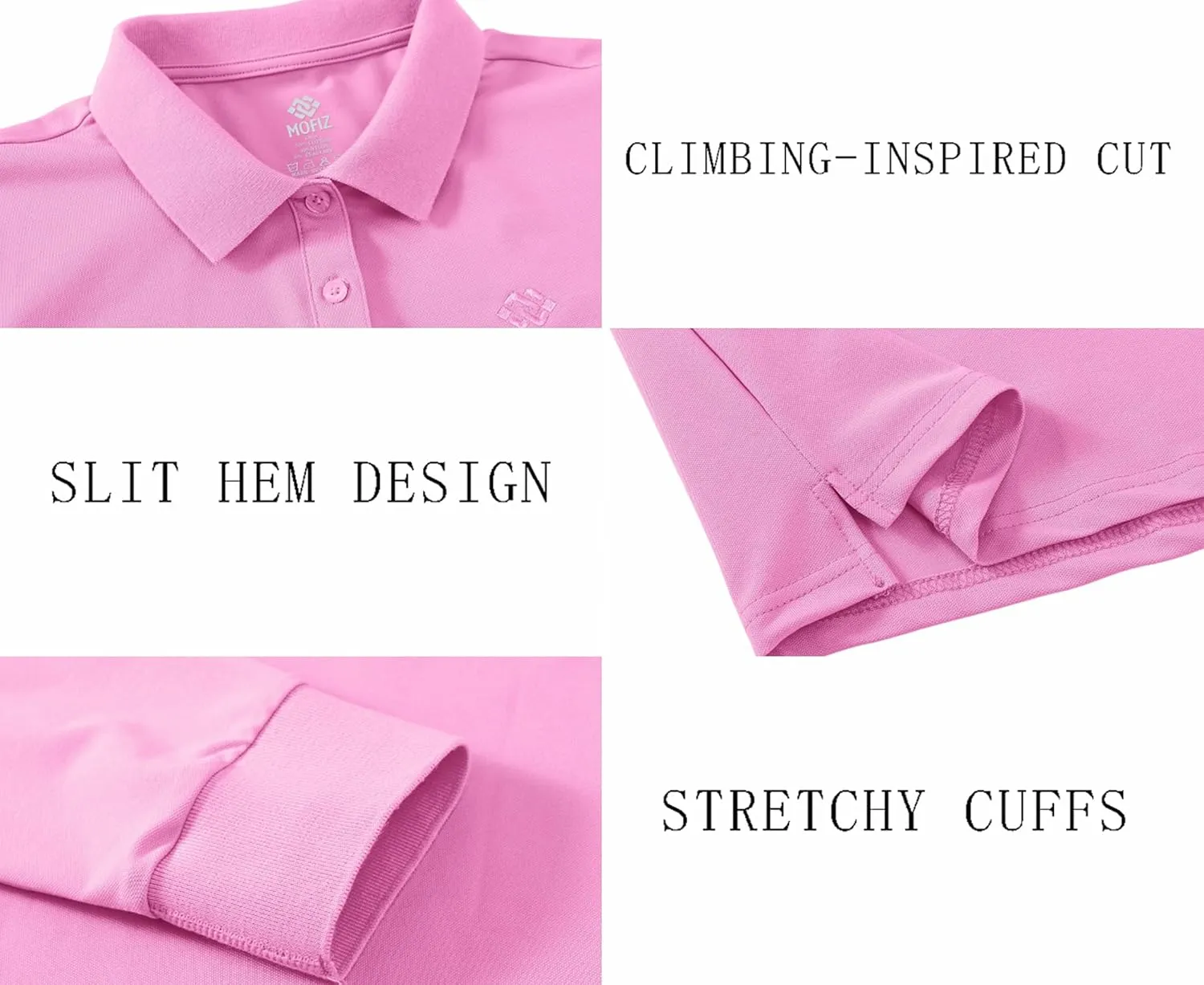 Women's Long Sleeve Golf Polo Shirts Lightweight Quick Dry Moisture Wicking Athletic Tennis Sports Tops 3-Button