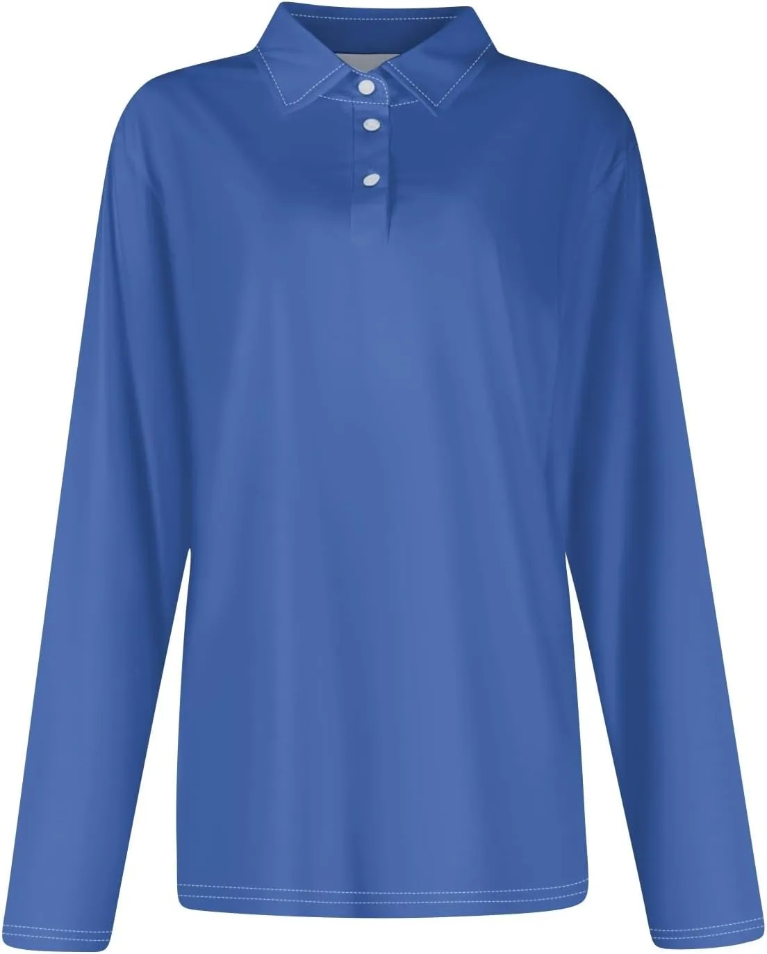 Women's Polo Shirts Long Sleeve Golf T Shirt Button Solid Color Quick Dry Lightweight Athletic Tennis Shirts