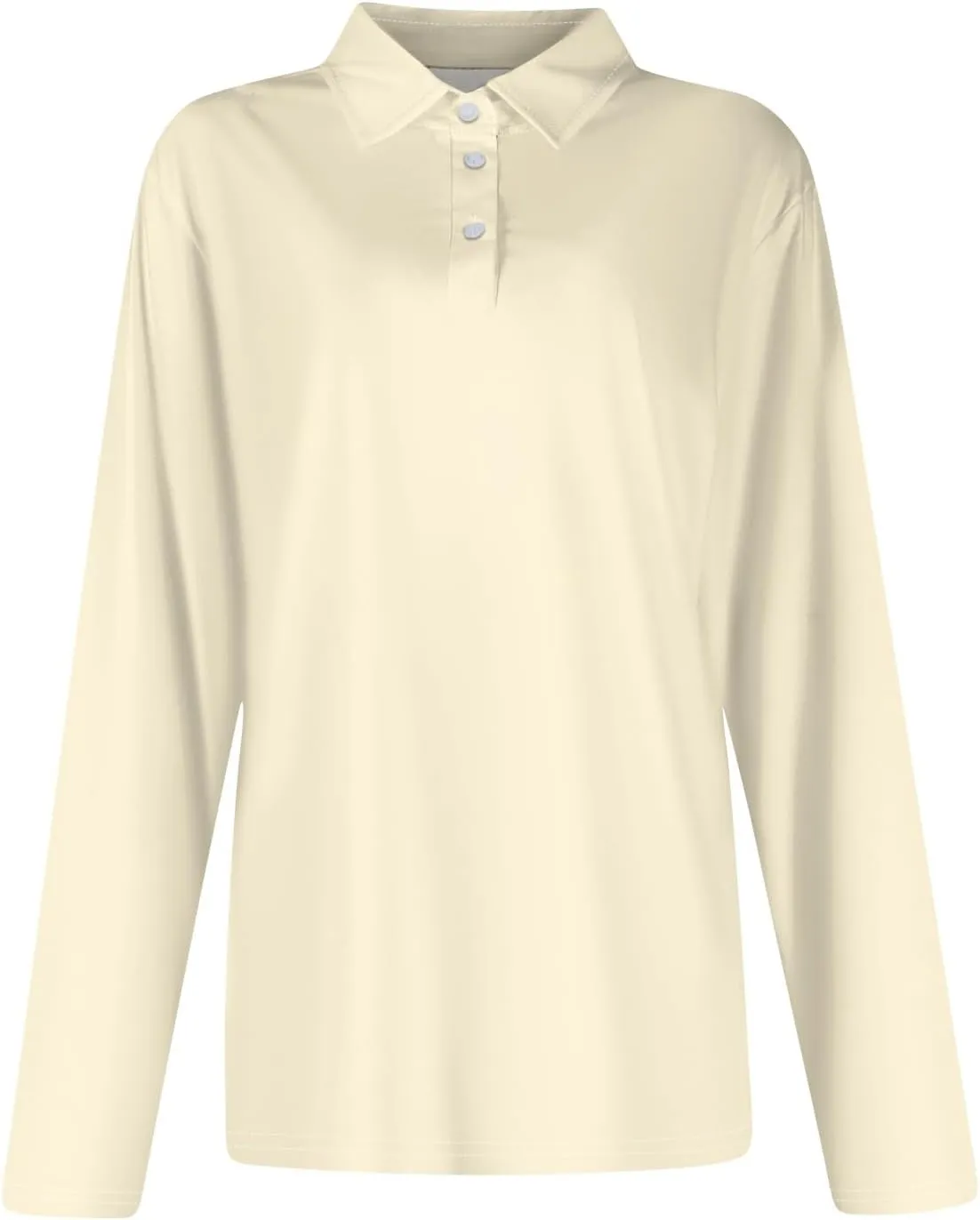 Women's Polo Shirts Long Sleeve Golf T Shirt Button Solid Color Quick Dry Lightweight Athletic Tennis Shirts