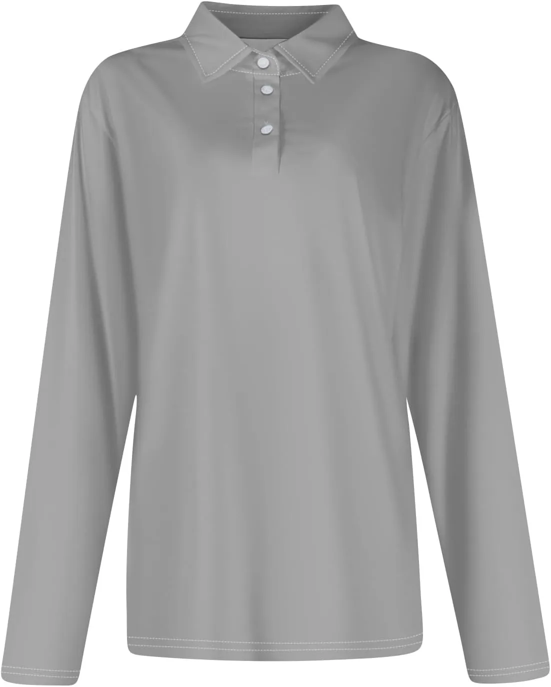 Women's Polo Shirts Long Sleeve Golf T Shirt Button Solid Color Quick Dry Lightweight Athletic Tennis Shirts