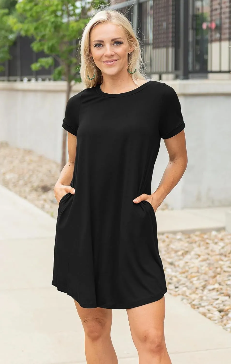 Womens Summer Dresses Beach Casual Loose Tshirt Floral Short Sleeve Flowy Pockets Sundresses